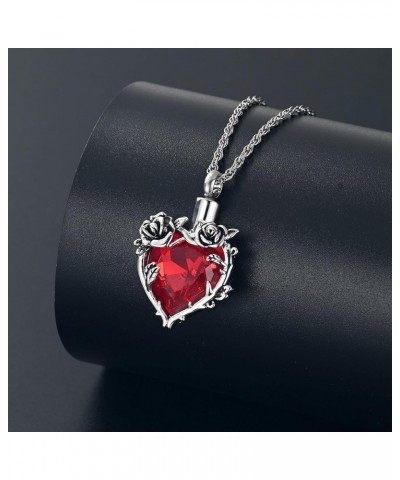 Rose Cremation Jewelry for Ashes Urn Necklace with Heart Crystal Rose Flower Ashes Pendant Necklaces for Women Men Memorial G...