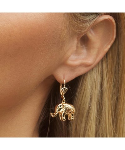 18K Gold Plated Filigree Elephant Earrings and Necklace Jewelry Set Yellow Gold $10.00 Jewelry Sets