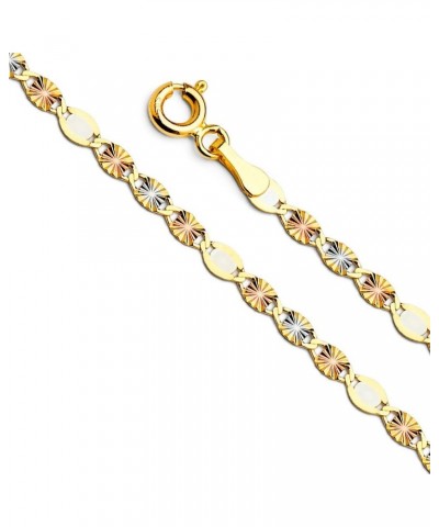 14k Real Tri Color Gold Solid 3mm Flat Star Diamond Cut Chain Necklace with Spring Ring Clasp 22.0 Inches $62.62 Necklaces