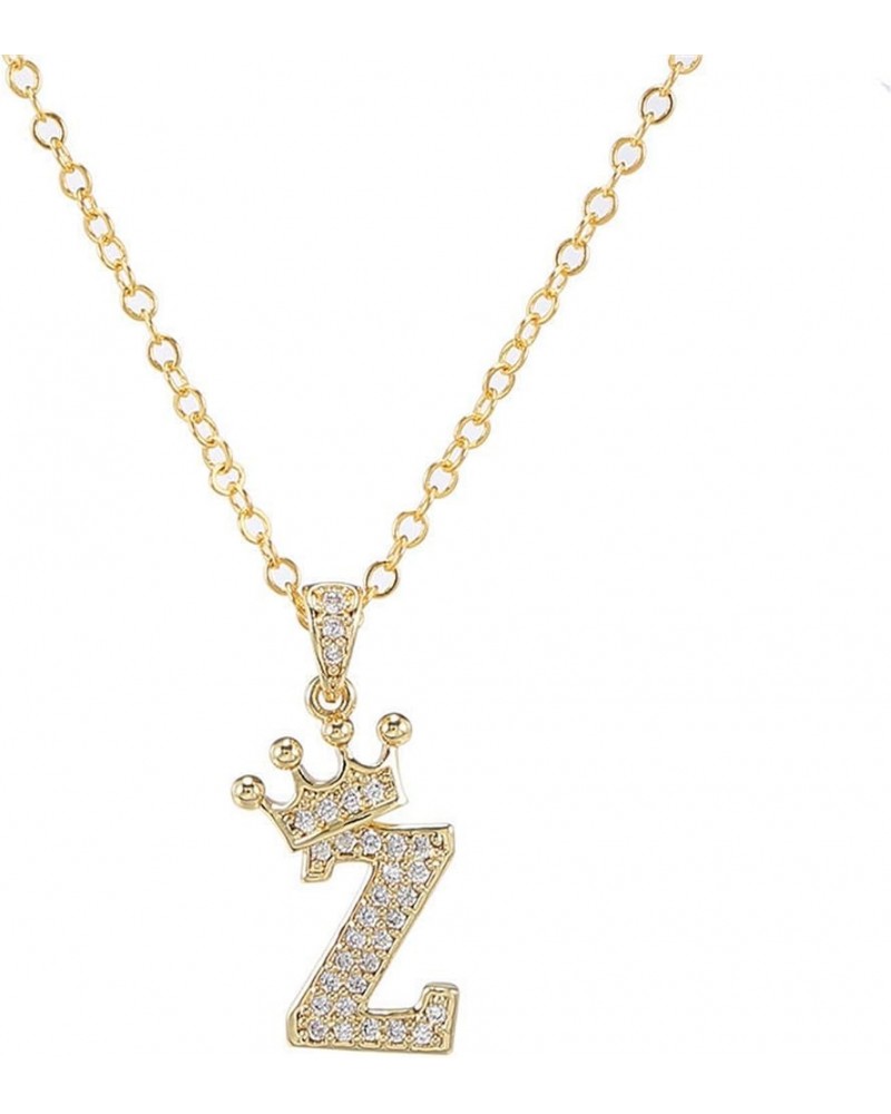 Letter A-Z pendant necklace Crown letter pendant Charming initials chain necklace, inlaid crystal letter necklace crown-Z $7....