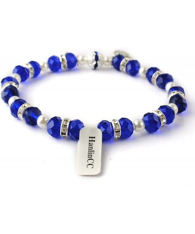 Women's Beaded Stretch Rosary Bracelet with Crucifix and Miraculous Medal Blue $8.09 Bracelets