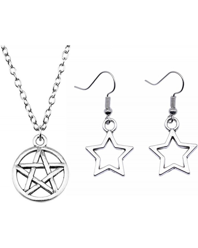 Y2K Star Pendant Necklace Earrings for Women Simple Hollow Star Pendant Necklace Hollow Five-pointed Star Drop Earrings for G...