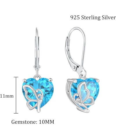 Butterfly Earrings 925 Sterling Silver Gemstone Women Earrings 3A Cubic Zirconia Birthstone Dangle Drop Earrings for Women Ma...