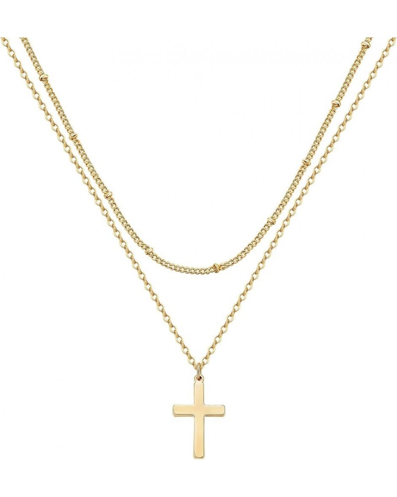 Dainty Layered Cross Necklace For Women, Double Necklaces Set With Crucifix Pendant Necklace Stack Valentine's Day Mother's D...