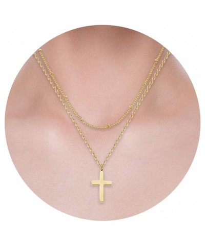 Dainty Layered Cross Necklace For Women, Double Necklaces Set With Crucifix Pendant Necklace Stack Valentine's Day Mother's D...