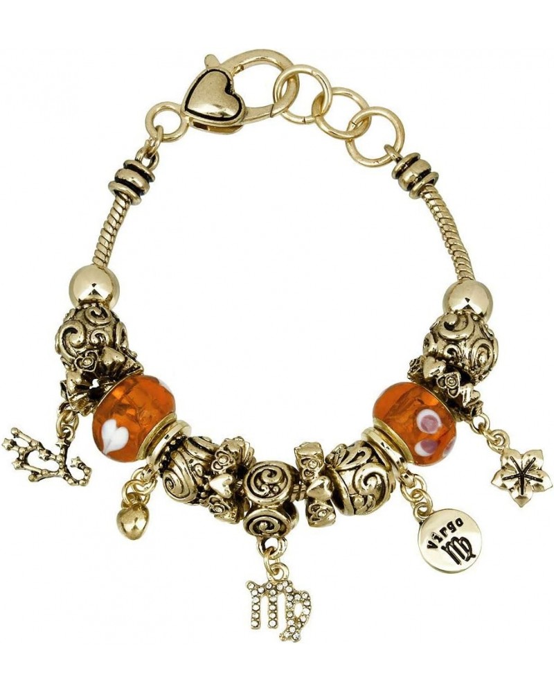 Zodiac Charm Bracelet Multi-Color Slide Metal Murano Beads Silvertone Style 5 - Virgo (Aug 24 - Sep 23) $13.19 Bracelets