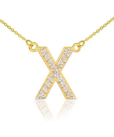 14K Yellow Gold Diamond Accented Personalized Initial Letter Pendant Necklace, 1/20-1/5 Cttw (J-K color, I1-I2 Clarity), Your...