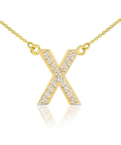 14K Yellow Gold Diamond Accented Personalized Initial Letter Pendant Necklace, 1/20-1/5 Cttw (J-K color, I1-I2 Clarity), Your...