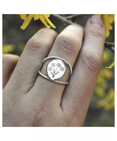 Mothers Day Gifts Personalized Flower Bouquet Ring Birth Flower Ring Sterling Silver Month Flower Ring for Women Mother Daugh...