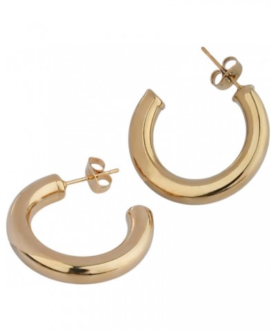 Thick Gold Hoop Earrings | Lightweight Chunky Open Hoops | 1" Medium Sized | 18K Gold Plated Stainless Steel $8.83 Earrings