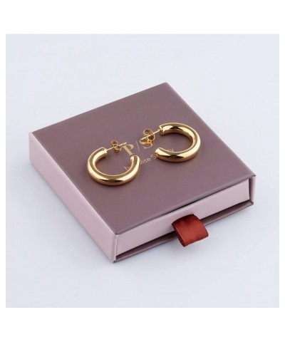 Thick Gold Hoop Earrings | Lightweight Chunky Open Hoops | 1" Medium Sized | 18K Gold Plated Stainless Steel $8.83 Earrings