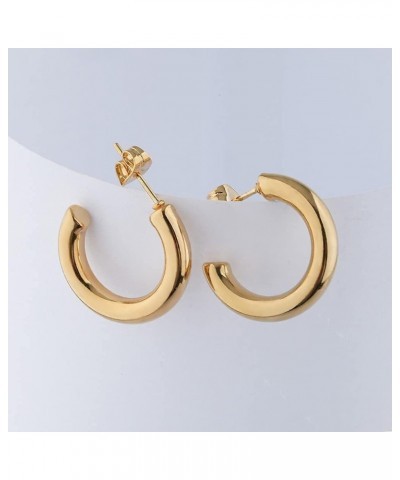 Thick Gold Hoop Earrings | Lightweight Chunky Open Hoops | 1" Medium Sized | 18K Gold Plated Stainless Steel $8.83 Earrings