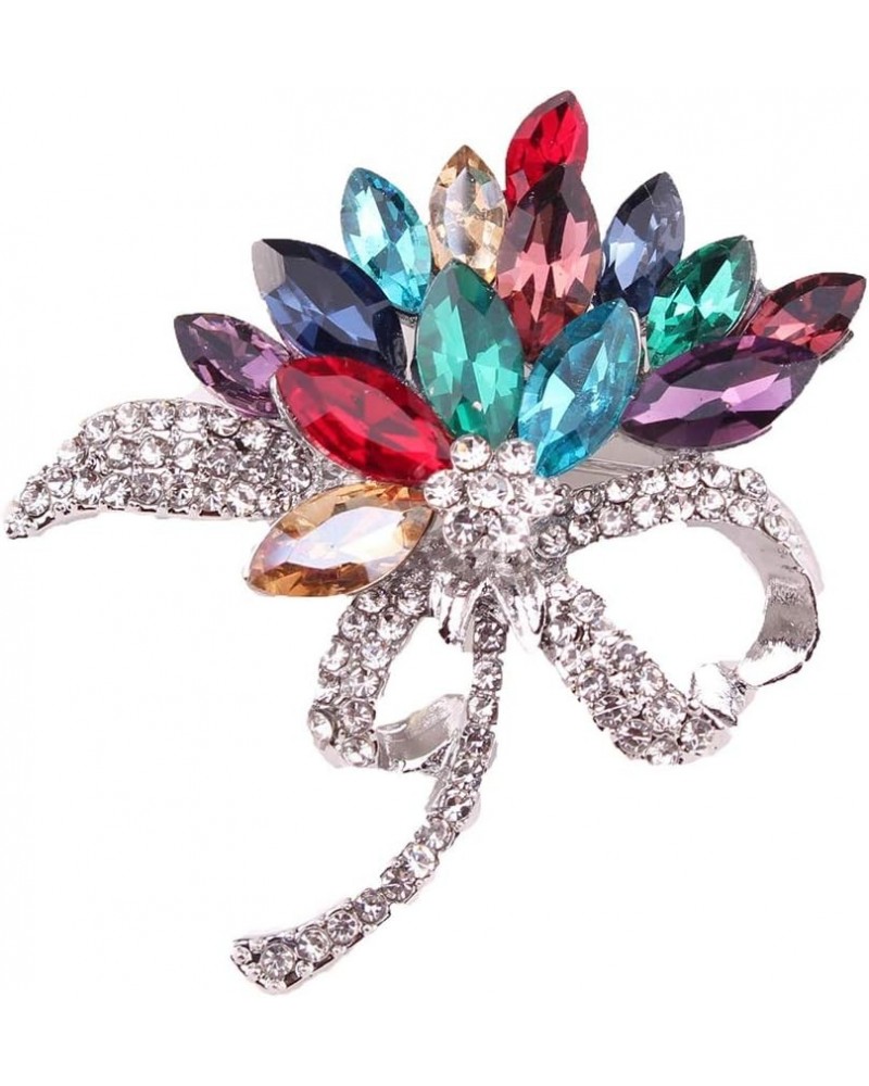 Women's Austrian Crystal Brooch Wedding Flower Leaf Bouquet Brooch Multicolor $9.53 Others