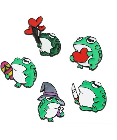 Novelty Animal Frog Enamel Pin - Cute Mushroom Plant Lapel Pins Badge Brooch Jewelry Accessory for Bags Clothes Caps 5pcs Gre...