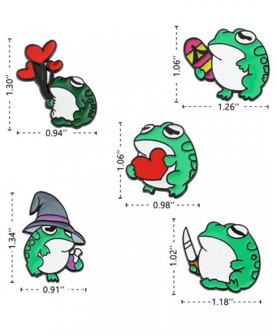 Novelty Animal Frog Enamel Pin - Cute Mushroom Plant Lapel Pins Badge Brooch Jewelry Accessory for Bags Clothes Caps 5pcs Gre...