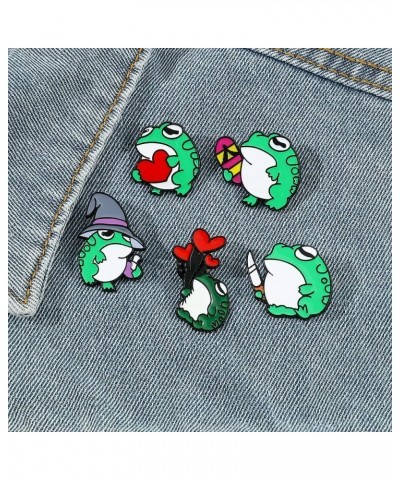 Novelty Animal Frog Enamel Pin - Cute Mushroom Plant Lapel Pins Badge Brooch Jewelry Accessory for Bags Clothes Caps 5pcs Gre...