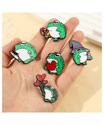 Novelty Animal Frog Enamel Pin - Cute Mushroom Plant Lapel Pins Badge Brooch Jewelry Accessory for Bags Clothes Caps 5pcs Gre...