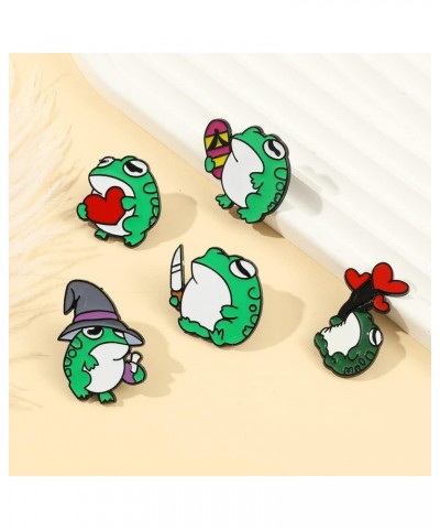 Novelty Animal Frog Enamel Pin - Cute Mushroom Plant Lapel Pins Badge Brooch Jewelry Accessory for Bags Clothes Caps 5pcs Gre...