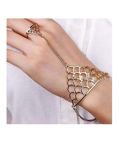 Boho Finger Ring Bracelet Gold Hand Chain Hollow Hand Jewelry Party Hand Chain Bracelet for Women and Girls Gold $7.22 Bracelets