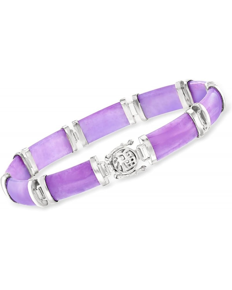 Jade Good Fortune Bracelet in Sterling Silver Purple Jade 8.5 Inches $51.84 Bracelets