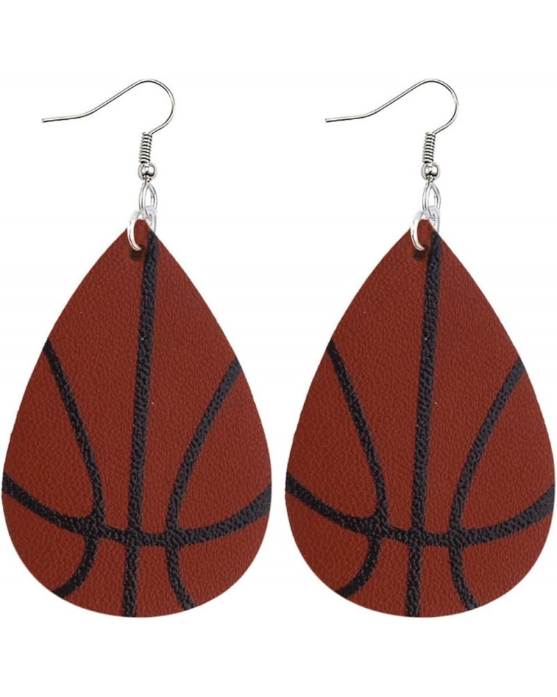 Silver Dangle Earrings Earrings Leather Sided Printing Basketball Sports Volleyball Women's Earrings Football Double Earrings...