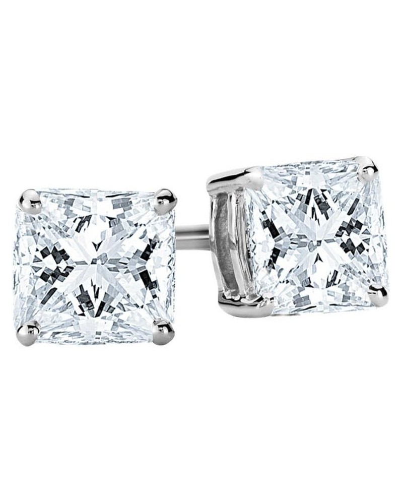 1/4-2 Carat Total Weight Princess Diamond Stud Earrings 4 Prong Screw Back (H-I Color VS1-VS2 Clarity) Platinum 0.71 carats $...