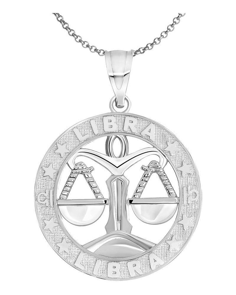 Sterling Silver Zodiac Sun Sign Symbol Unisex Men Women Jewlery Pendant With Chain 20 Inches Libra $20.57 Necklaces