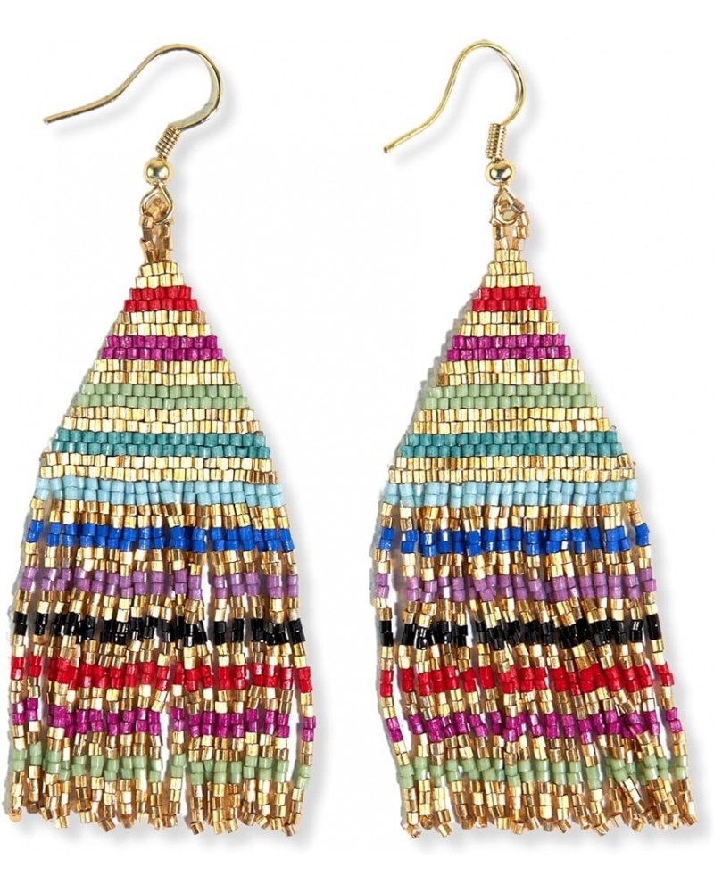 INK+ALLOY Beaded Boho Earrings for Women, Lexie Luxe Bead Medium Fringe Colorful Statement Earrings, Perfect for Bridesmaids ...