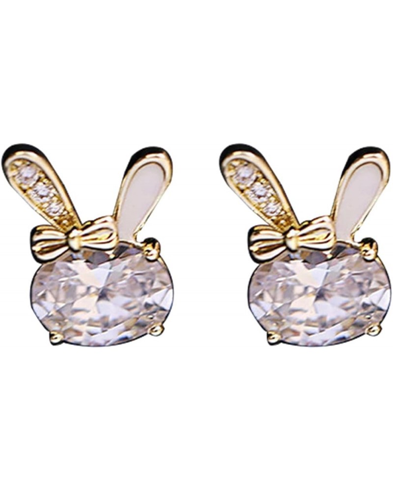 Easter Earrings for Women Bunny Stud Earrings Cute Rabbit Ornament Sparkling CZ Ear Studs Party Jewelry Gifts gold2 One Size ...