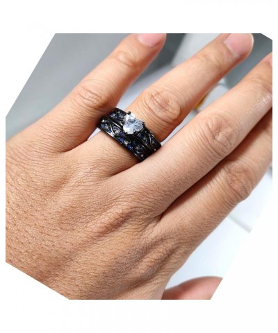 Couple Rings Black and Red Matching Rings His and Her Rings Heart CZ Women Wedding Ring Sets Titanium Men Wedding Bands Blue ...