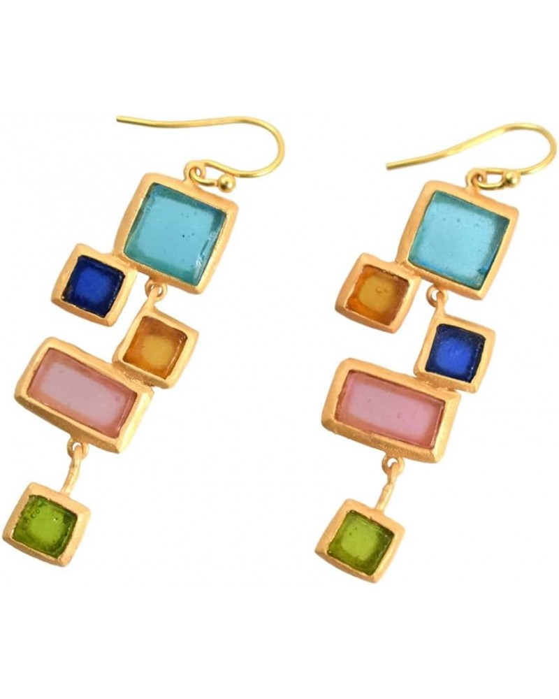 Cast Artisan Glass & Gold-Plated Earrings - Multicolor Mosaic $56.25 Earrings