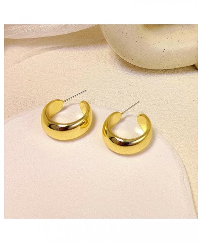 Pack of 3 Pairs Chunky Teardrop Gold Earrings Set for Women Girls Gold Plated Waterdrop Thick Huggie Hoop Earrings Set Drop S...