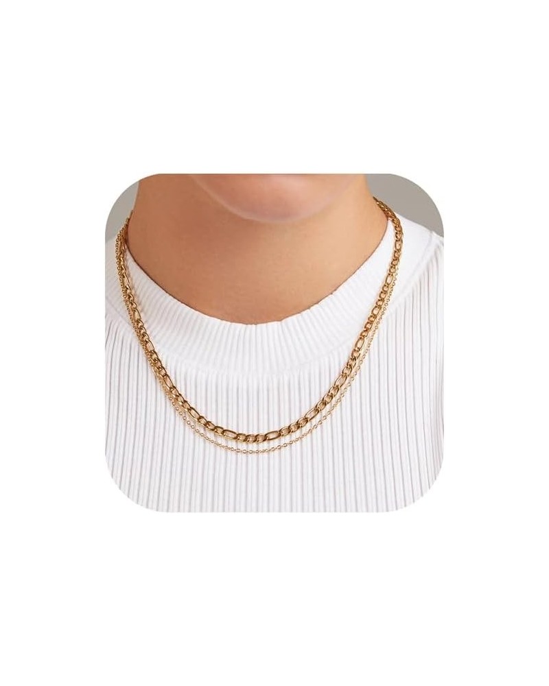 Gold Chain Necklaces for Women - 14k Gold Plated Chain Necklace Simple Layered Necklaces Cuban Paperclip Rope Chain Gold Chok...