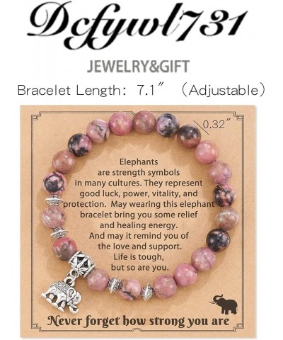 Elephant Gifts for Women Strong Inspirational Bracelet Elephant Beaded Stretch Bracelet Handmade Natural Stone Bracelets Char...