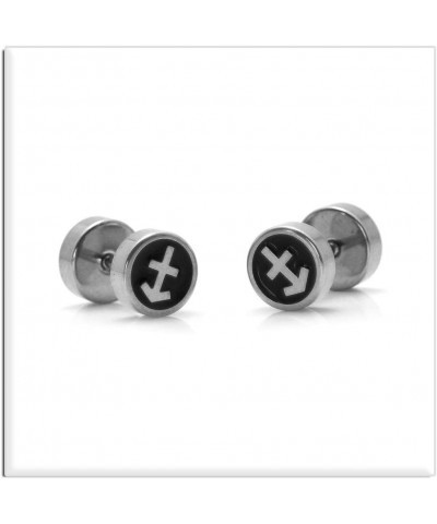 Fashion Stainless Steel Twelve Constellation Barbell Stud Earrings Sagittarius $7.53 Earrings