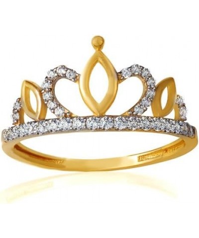 Crown Tiara CZ Fine Ring Real Solid Gold 10K Gold $66.00 Rings