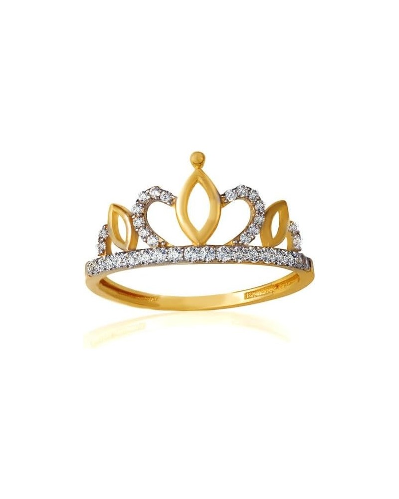 Crown Tiara CZ Fine Ring Real Solid Gold 10K Gold $66.00 Rings