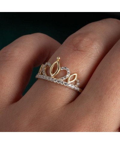 Crown Tiara CZ Fine Ring Real Solid Gold 10K Gold $66.00 Rings