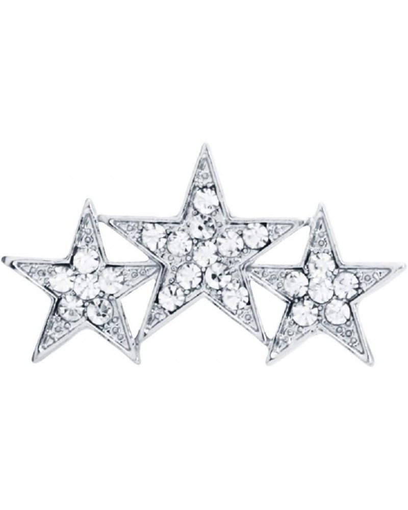 Unisex Shiny Five-Pointed Star Safety Pin Brooch BadgeE with Crystals Women Three Pentagram Dress Collar Pins $7.97 Brooches ...