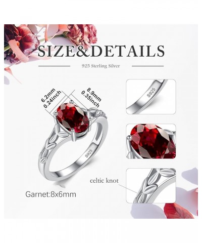 925 Sterling Silver Celtic Knot Ring 8x6 mm Oval Cut Gemstone Birthstone Engagement Ring for Women 4 01.Garnet $40.85 Rings