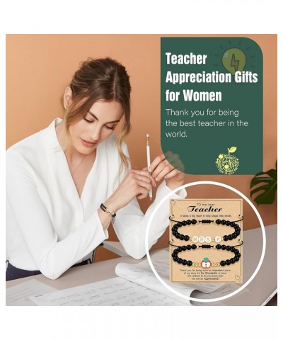 Teacher Appreciation Bracelet Gifts for Women Initial Beaded Bracelets Back to School Thank You Teacher Gifts 2pcs Link Brace...