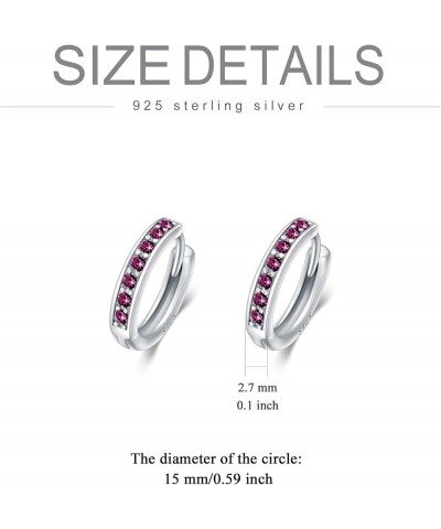 S925 Sterling Silver Birthstone Huggie Small Hoop Earrings for Women Girls Teens, Made with Cubic Zirconia and Austrian Cryst...