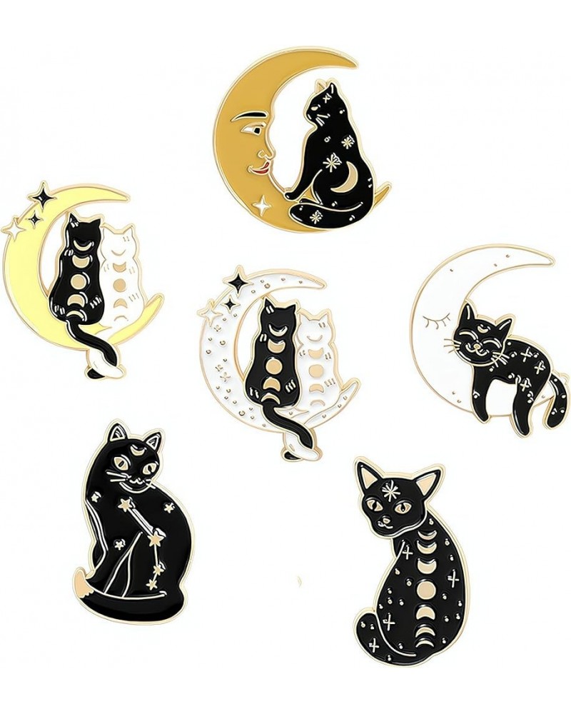 Enamel Lapel Pins Set,Cute Black Cat Enamel Pins for Backpacks,Alloy Cat Enamel Brooch Pins for Jackets Hats Decoration Cat l...