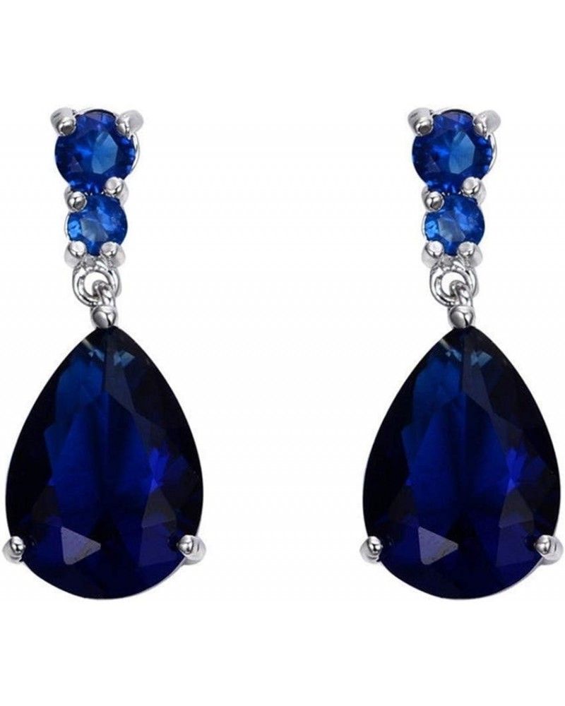 Women'S Engagement Party Teardrop-Shaped Dangle Earrings Single Stone Earring Designs blue $3.51 Earrings