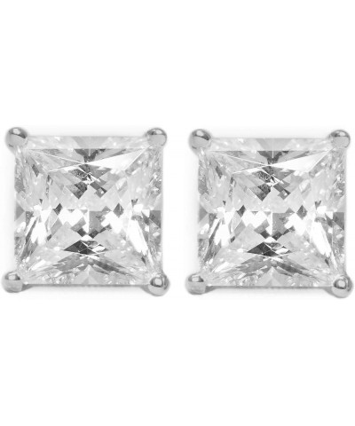 1.0 Ct - 4.0 Ct Princess Cut Moissanite Stud Earrings, Moissanite Princess Diamond Earring Screw Backs, 14k Gold Stud Earring...