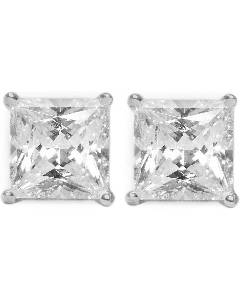 1.0 Ct - 4.0 Ct Princess Cut Moissanite Stud Earrings, Moissanite Princess Diamond Earring Screw Backs, 14k Gold Stud Earring...