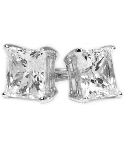 1.0 Ct - 4.0 Ct Princess Cut Moissanite Stud Earrings, Moissanite Princess Diamond Earring Screw Backs, 14k Gold Stud Earring...