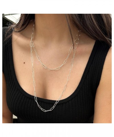 Silver Necklace for women 2mm 3mm 4mm 5mm Gold/Silver Paperclip Chain Solid 925 Sterling Silver Clasp Paperclip Chain for wom...