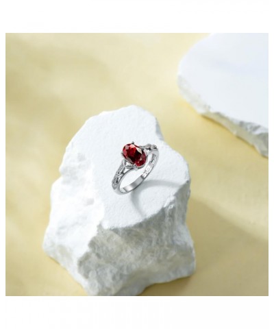 925 Sterling Silver Celtic Knot Ring 8x6 mm Oval Cut Gemstone Birthstone Engagement Ring for Women 4 01.Garnet $40.85 Rings