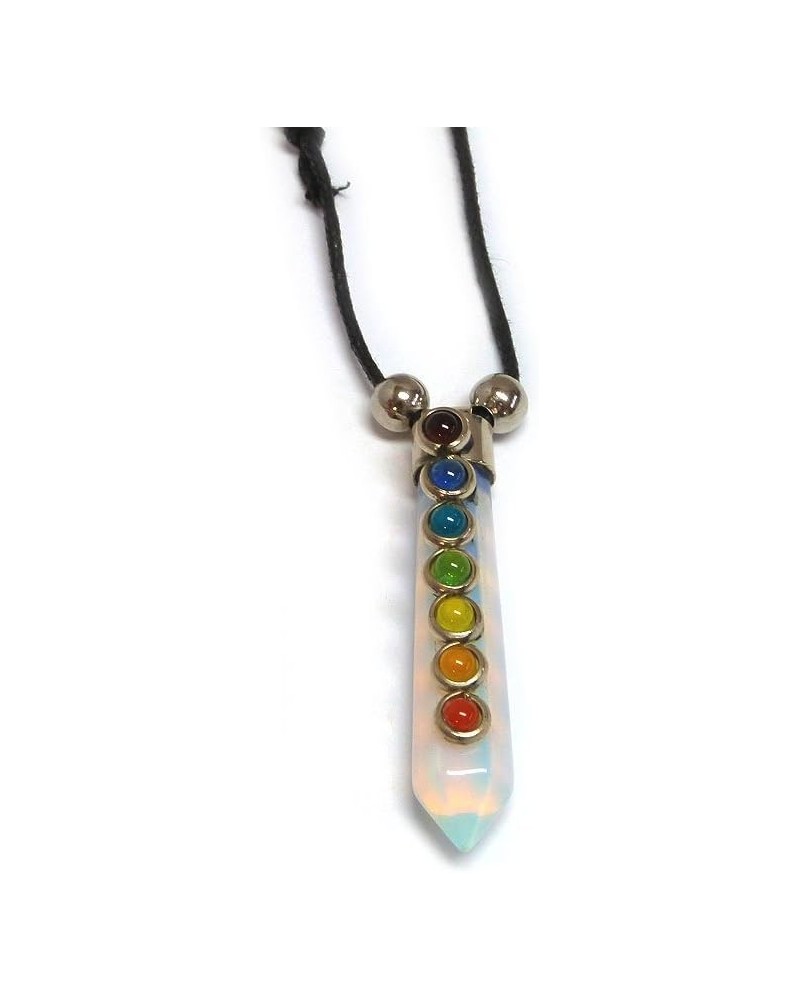 Rainbow Chakra Seed Beaded Hexagonal Healing Gemstone Crystal Point Pendant Adjustable Necklace - Womens Fashion Handmade Jew...